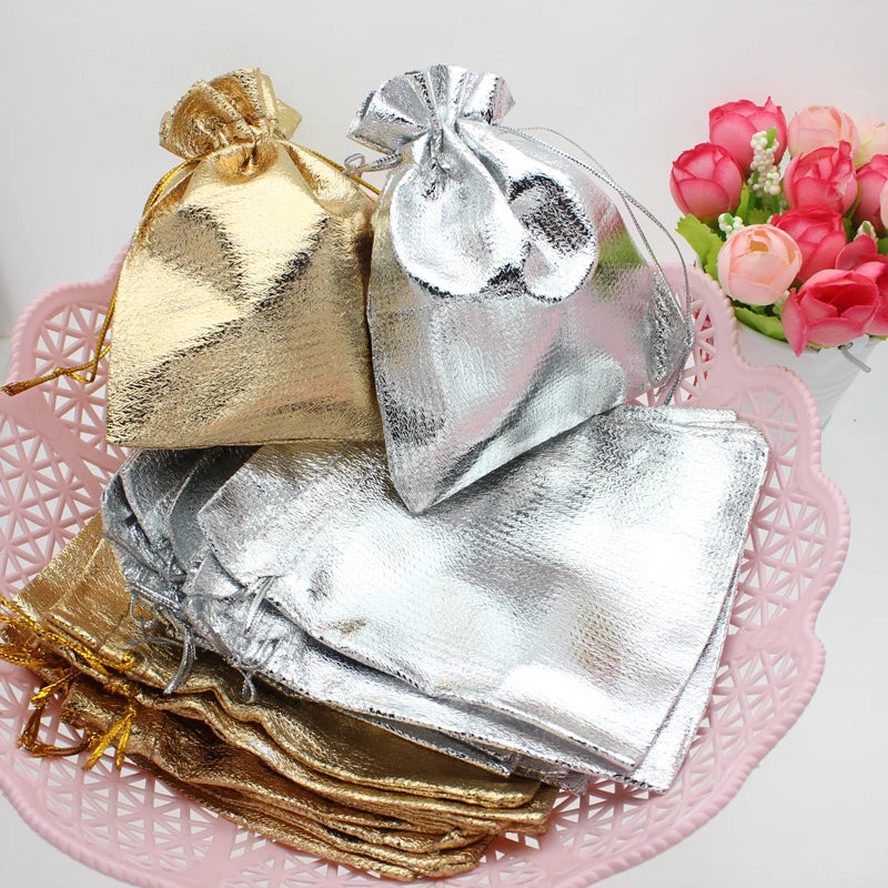 170pcs Silver Gold Color Black Velvet Bag Jewelry Packing Drawstring Pouches Jewelry Gift Bags Display Chain Ring As Women Gift