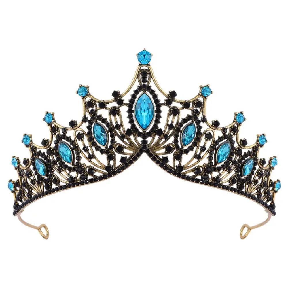 Metal Baroque Crown Temperament Hair Ornaments Shiny Princess Tiara Headwear Bridal Hair Tiara Rhinestone Crown Bridal