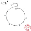 New Fashion Bohemia Shiny Round Zircon Pendant Anklets Women Jewelry 925 Sterling Silver Sexy Beach Circle Rhinestone Foot Chain