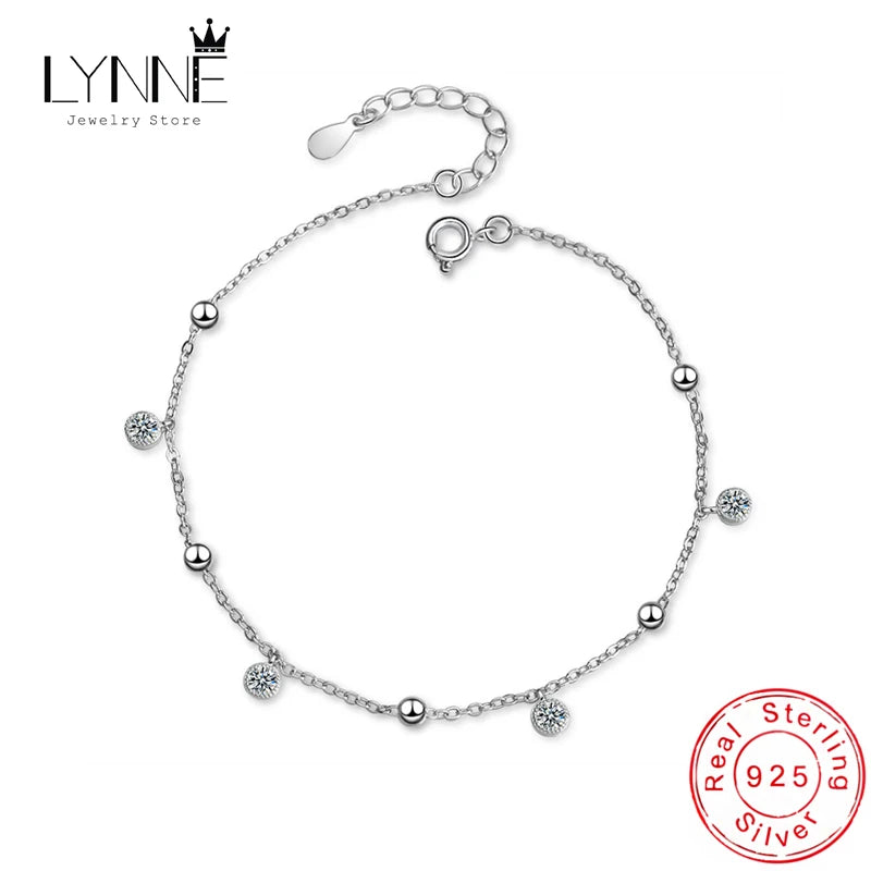 New Fashion Bohemia Shiny Round Zircon Pendant Anklets Women Jewelry 925 Sterling Silver Sexy Beach Circle Rhinestone Foot Chain