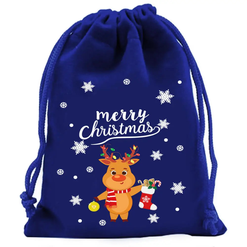 1PC Christmas Velvet Bags Drawstring Pouch Candy Gift Bag Bracelet Earrings Necklaces Jewelry Packaging Storage Bags