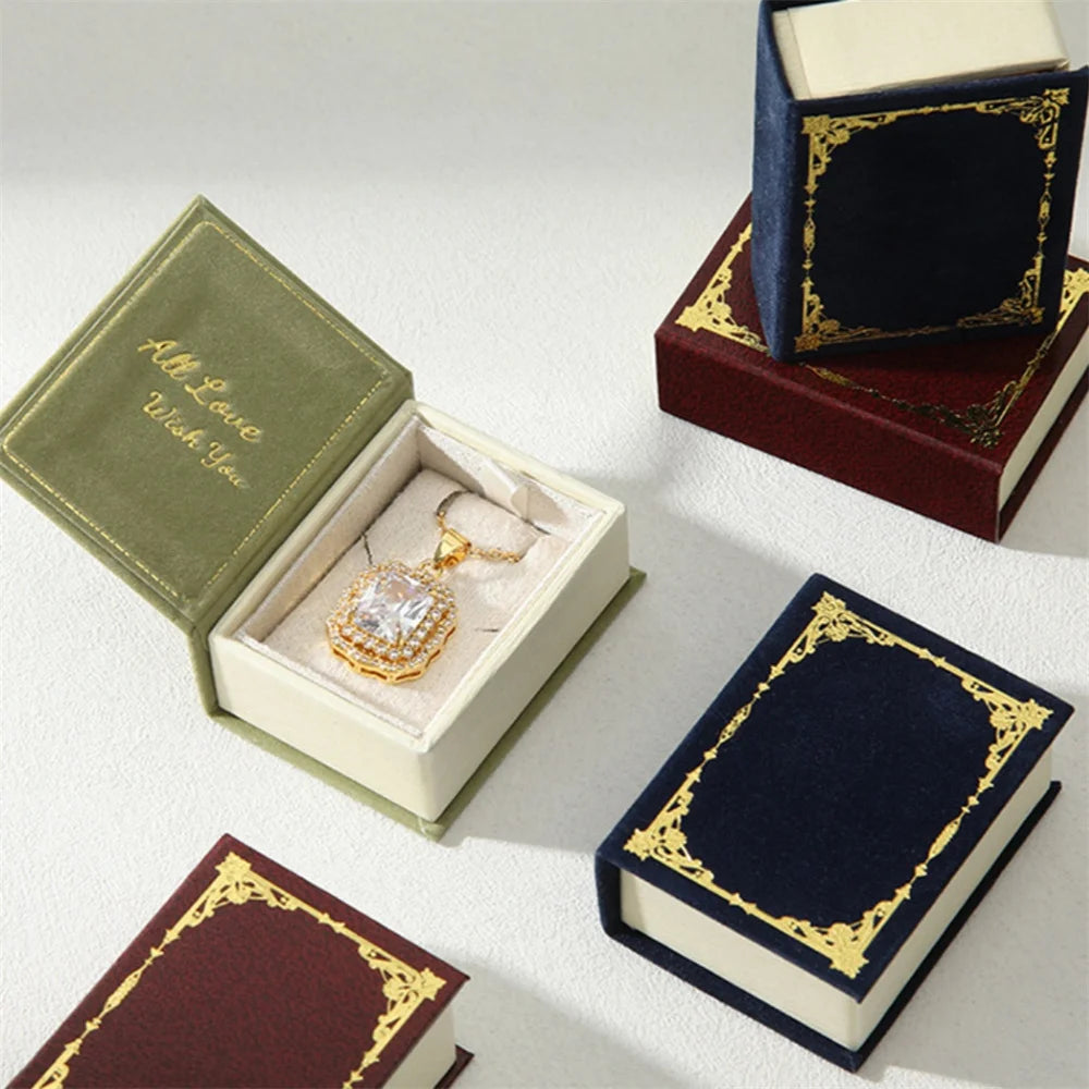 Book Shaped Travel Jewelry Case Display Holder Flip Cover Necklace Bracelet Ring Earring Pendant Storage Portable Jewelry Holder