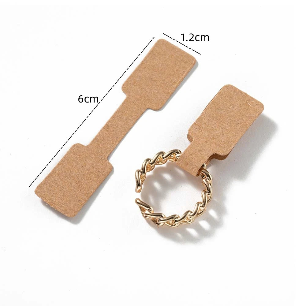 100/200pcs Rectangle Blank Jewelry Price Tag Self Adhesive Barbell Sticker Card Necklace Earring Display Repair Label Packaging
