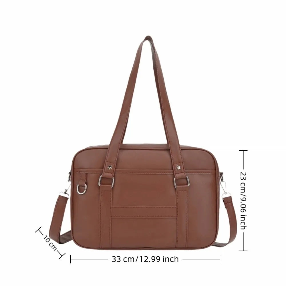 Japanese Style JK Handbag Shoulder Bag PU Leather Simple Handbags Crossbody Bag Itabag Single Bag for Women Student Shoulder Bag