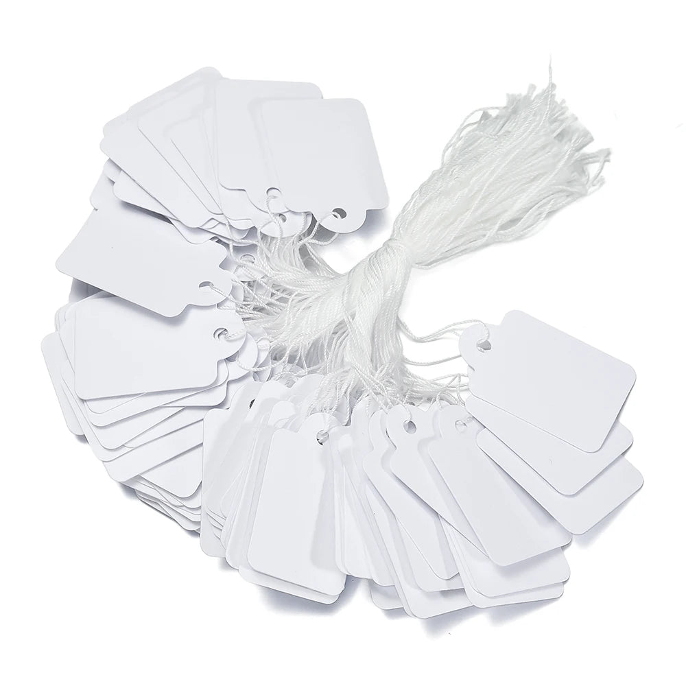 100pcs/lot  Price Label Tags String Tie Watch Jewelry Display Merchandise Price Label Paper Cards Rectangular Blank Price Tag