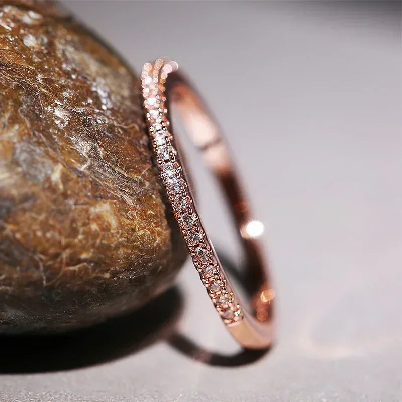 New 2026 Minimalist Thin Rings for Women Wedding Brilliant Cubic Zircon High Quality Versatile Female Finger Ring Jewelry