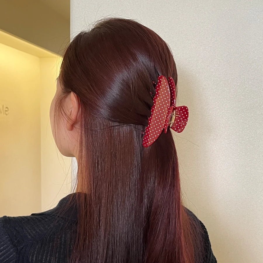 Fashion Large Hair Claw Clips for Women Girls Retro Checkered Polka Dot Strong Hold Non-slip Hair Accessories for Everyday Wear