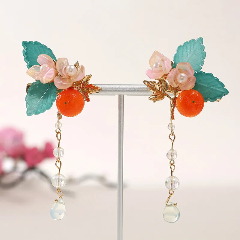 2pcs Flower Hairpin Chinese Hanfu Hair Clips For Women Pearl Tassel Barrettes Girls Vintage Wedding Hair Jewelry Bijoux Gifts