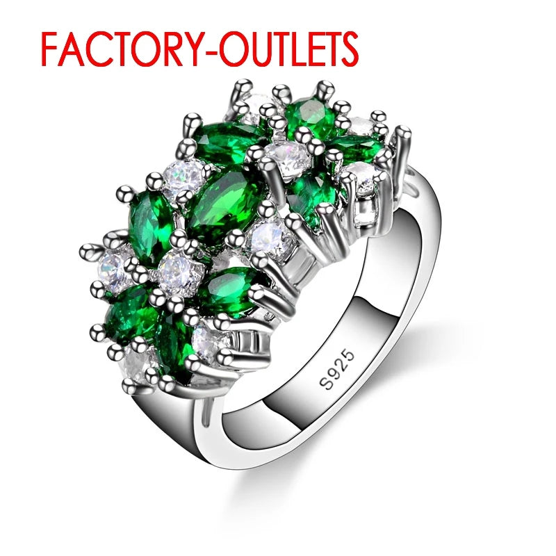 925 Sterling Silver Bridal Ring Fashion Jewelry Cubic Zirconia Prong Setting Best Gift For Women Girls Engagement Anniversar