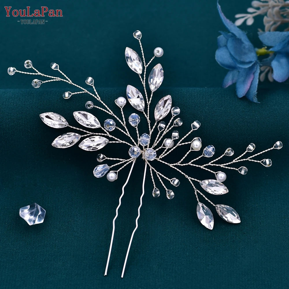 YouLaPan Crystal Hair Pin for Woman Bridal Girl Hairpin Wedding Hair Accessories Bride Hair Clip Bridesmaid Headdresses HP103-1