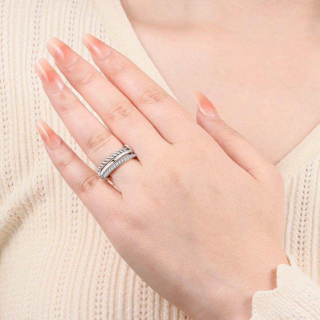 925 Sterling Silver Three-Ring Stackable Ring for Women Simple Fashion Design Fine Jewelry Perfect for Birthday Party Gift 2026
