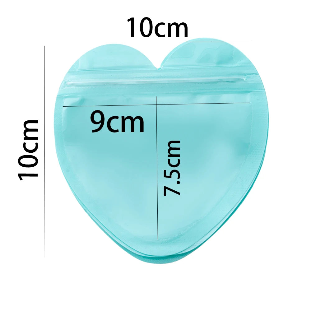 50pcs Heart Candy Plastic Bag For Wedding Birthday Party DIY Display Necklace Bracelet Gifts Packaging Pouch Small Businesses