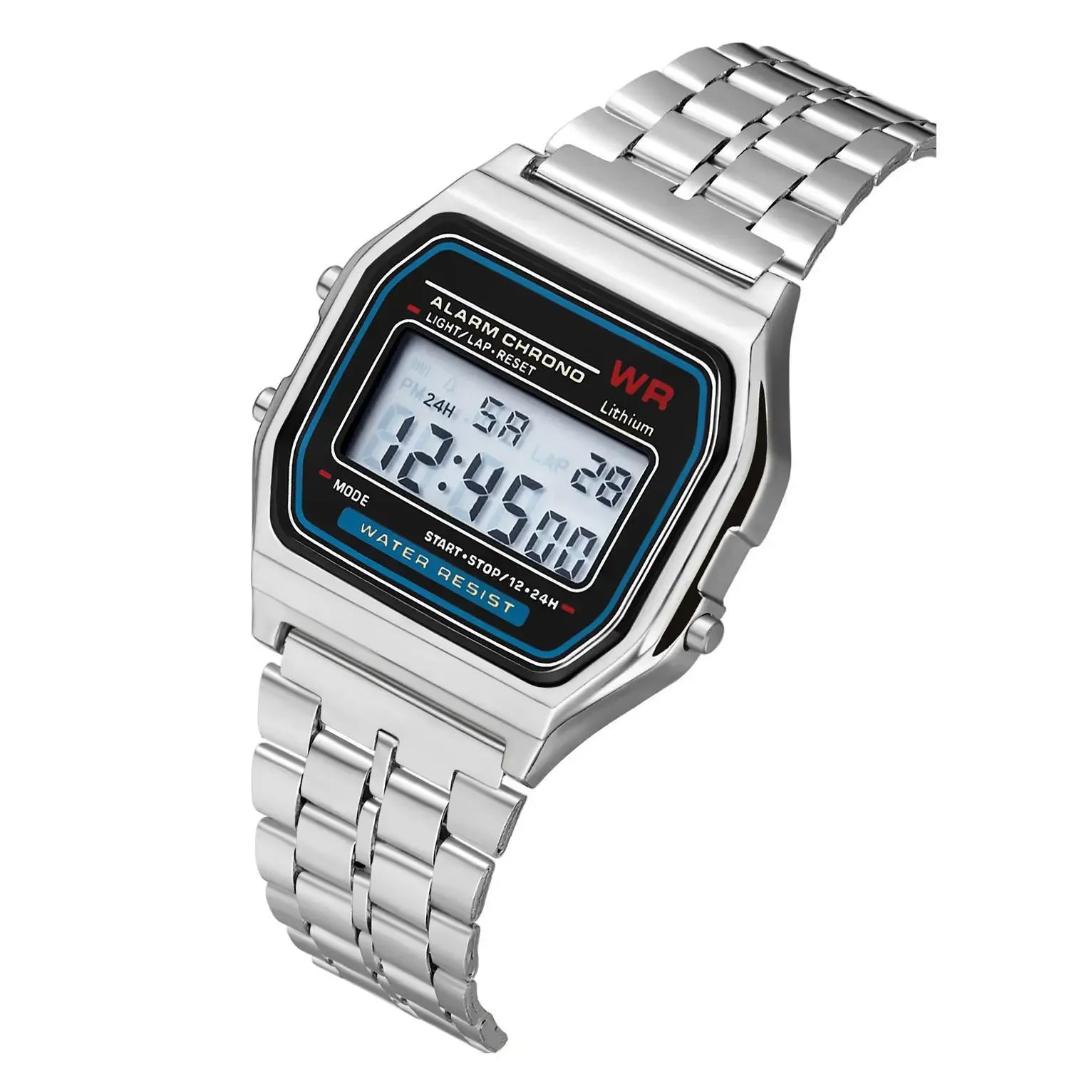 Fashion Digital Men's Watches Luxury Stainless Steel Link Bracelet Wrist Watch Band Business Electronic Male Clock Reloj Hombre