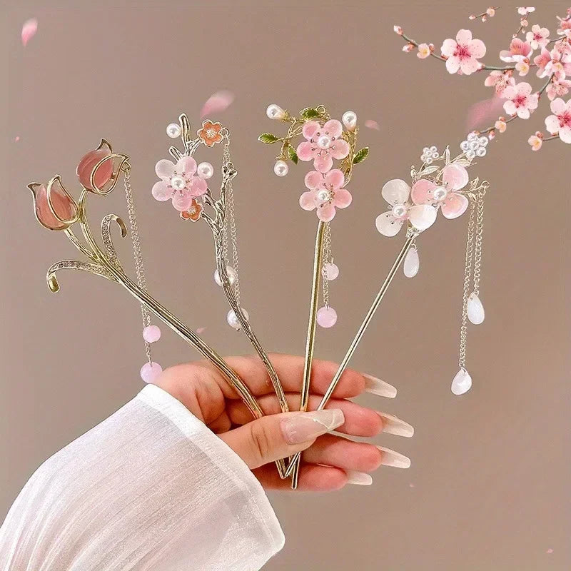 1pc Romantic Chinese Style Hair Accessory Alloy Jewelry Women's Hair Needle Suitable for Daily Wear Gifts Girls Fashion Hairpin