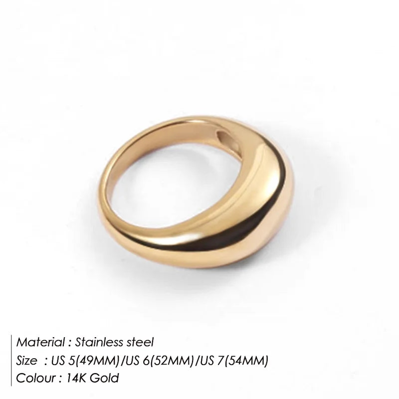 EManco Fashion Simple Stainless Steel Rings for Women Arc Rings Jewellery Geometric Ring Size 5 6 7 8