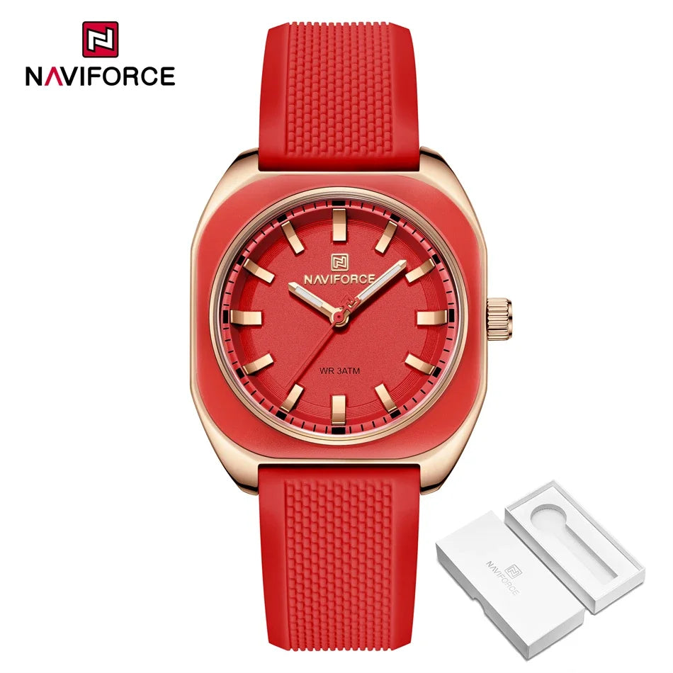 NAVIFORCE Fashion Women's Casual Elegant Simple Polygon Quartz Silicone Watch Gift for Women Wristwatch Casual Relogio Feminino
