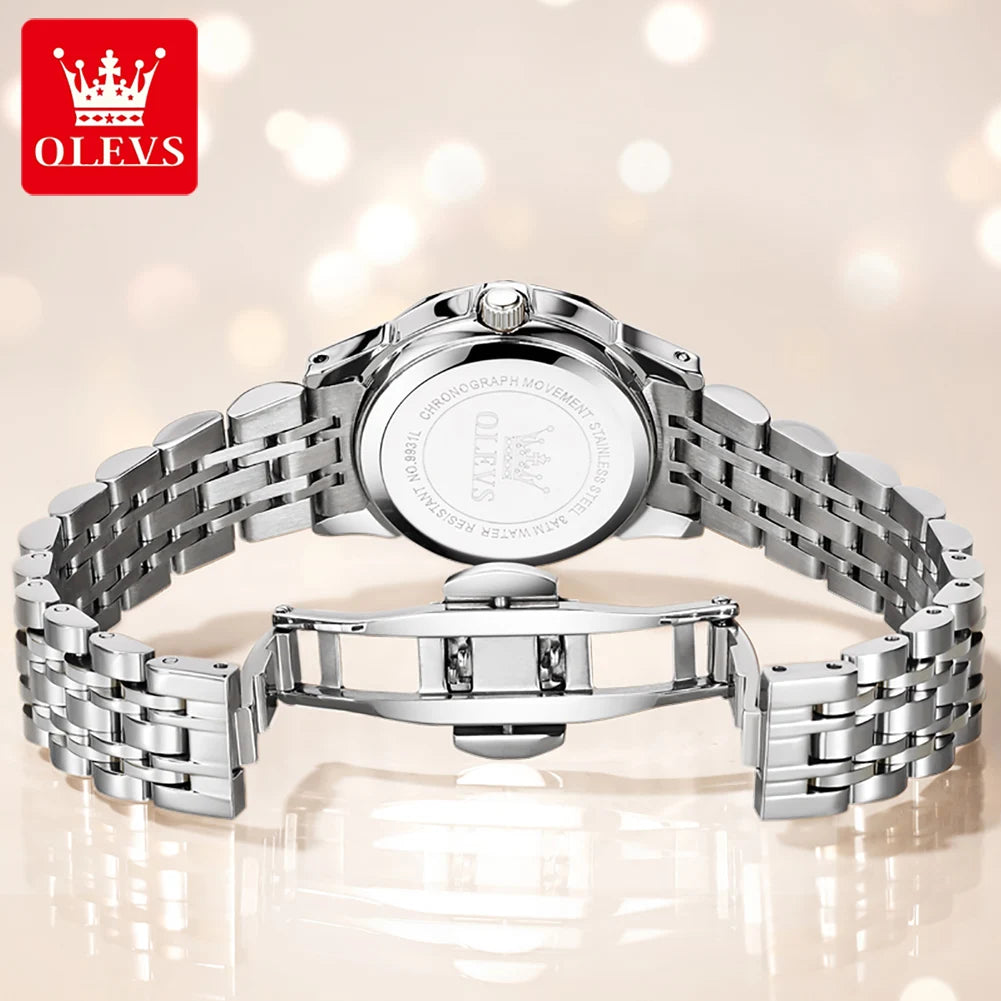 OLEVS 9931 Elegant Fashion Women's Watches Luxury Brand Original Quartz Watch for Ladies Waterproof Stainless Steel Luminous Dat
