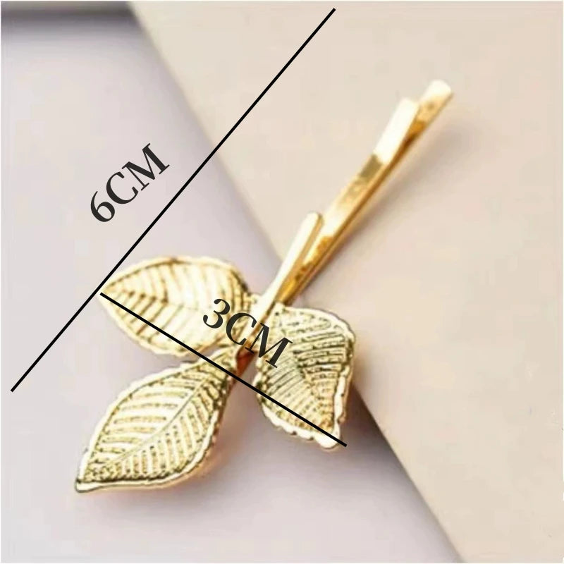 The Latest Models Three-dimensional Leaves Fresh Retro Small Hairpin Side Clip Hair Accessories Wholesale Hair Sticks Crystal