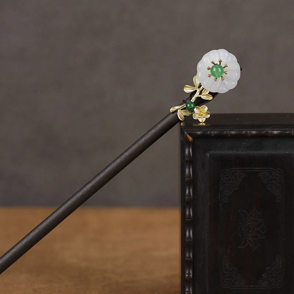 Ethnic Style Hairpin Chinese Hair Stick For Women Tassel Wooden Hair Clasp Chopstick Vinatge Tiara Pearl Floral Hair Bun Jewelry