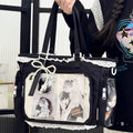 Kawaii Ita Bag Lace Lolita Tote Bag Clear Window Crossbody Shoulder Bag Japanese Style Diy Badge Display Handbag For Anime Fans