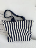 Simple Striped Women's Canvas Casual Shoulder Bags Fashion Large Capacity Ladies Tote Handbags Female Daily Shopping Bags