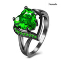 Fashion Couple Rings Romantic Women Heart Blue Rhinestones Zircon Ring Men Stainless Steel Celtic Dragon Ring Wedding Jewelry