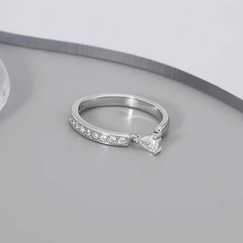 XIYANIKE Niche Waterdrop Zircon Cuff Finger Rings For Women Girl Fashion New Jewelry Friend Gift Party Wedding Anillos Mujer