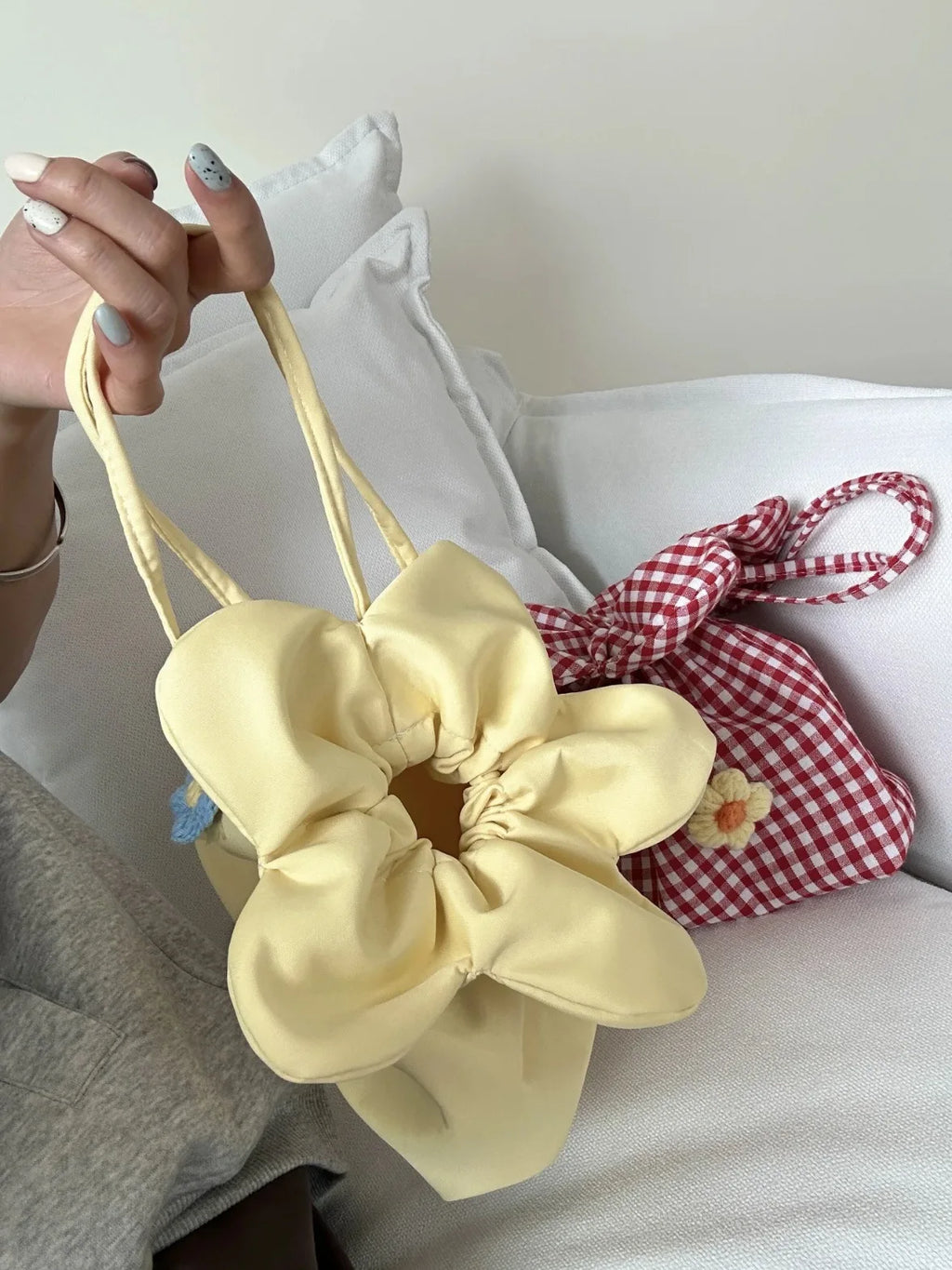 Retro Flower Design Women's Phone Pouch Shoulder Bags College Girls Small Crossbody Bag Cute Plaid Female Handbags Clutch Purse
