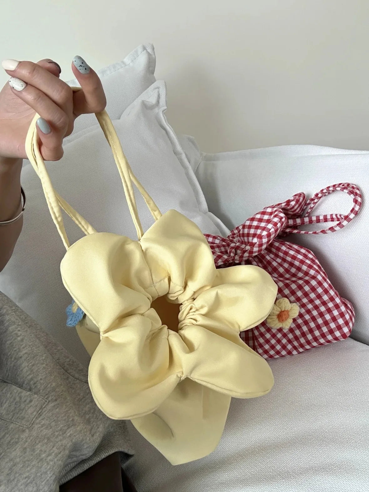 Retro Flower Design Women's Phone Pouch Shoulder Bags College Girls Small Crossbody Bag Cute Plaid Female Handbags Clutch Purse