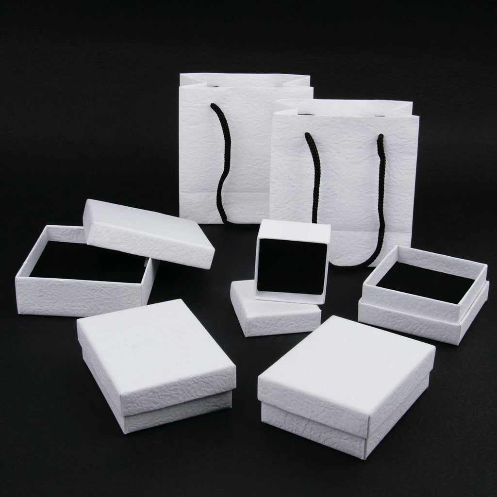 1Pcs Jewelry Packaging Gift Boxes Bags For Ring Necklace Bracelet Earrings Rectangle Cardboard With Sponge Jewelry Storage Box