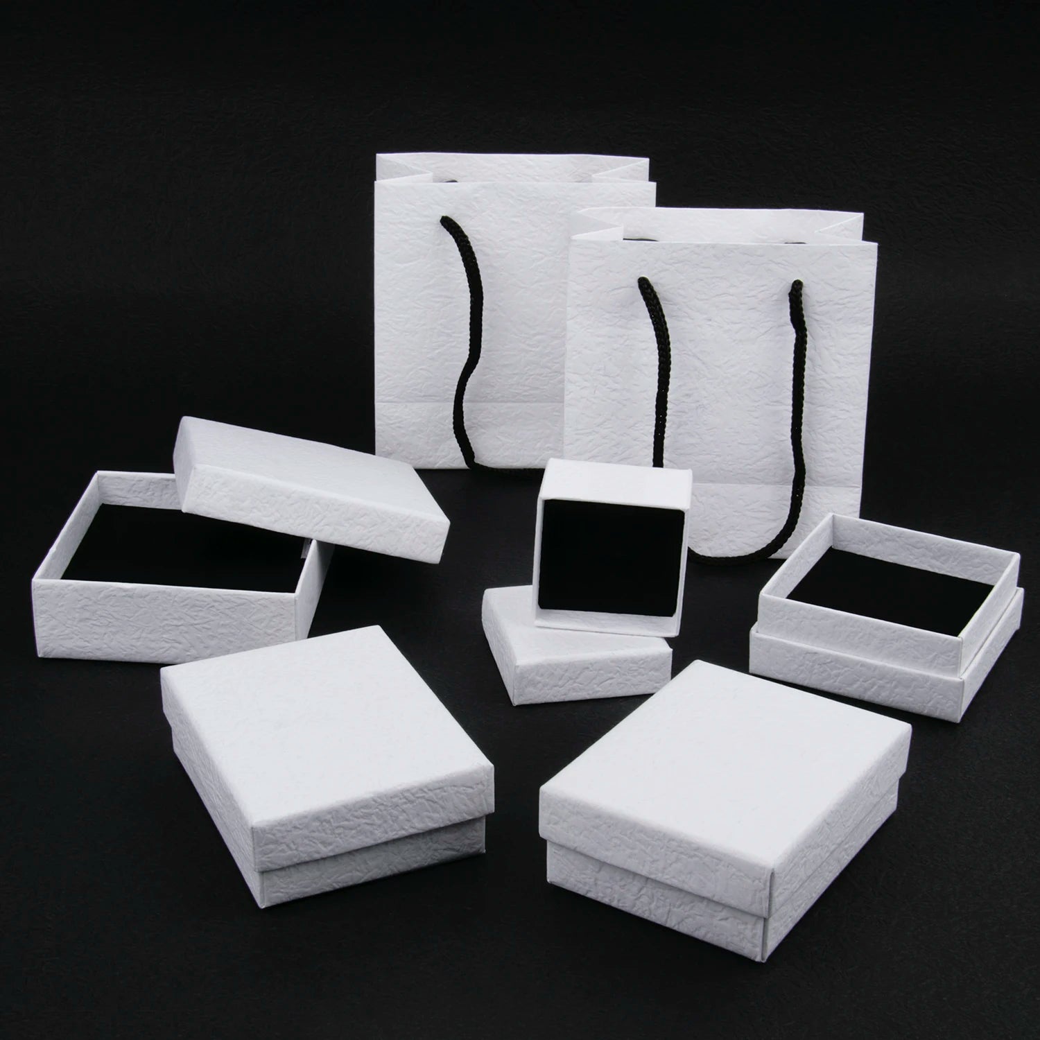 1Pcs Jewelry Packaging Gift Boxes Bags For Ring Necklace Bracelet Earrings Rectangle Cardboard With Sponge Jewelry Storage Box
