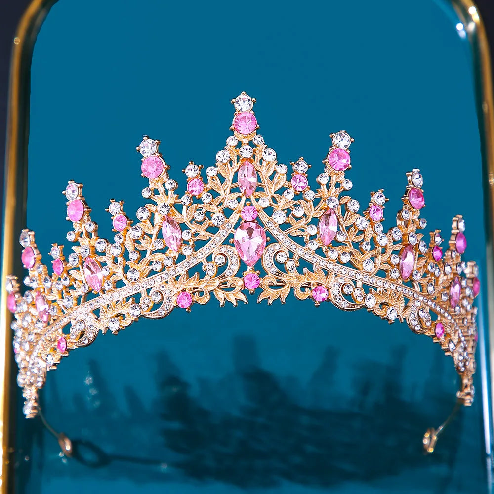 DIEZI Baroque Bridal Crown Headwear Crystal Hair Dress Accessories Tiara For Women Wedding Rhinestone Crown Hair Jewelry