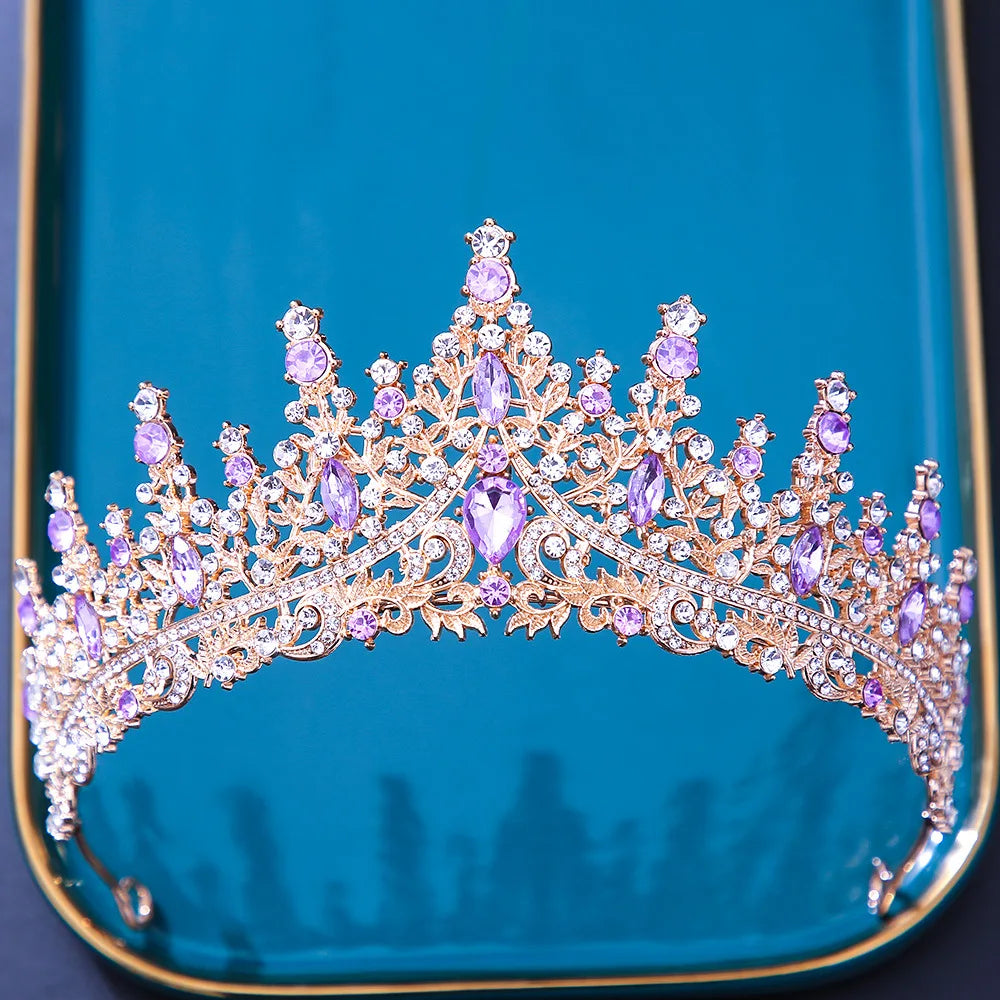 DIEZI Baroque Bridal Crown Headwear Crystal Hair Dress Accessories Tiara For Women Wedding Rhinestone Crown Hair Jewelry
