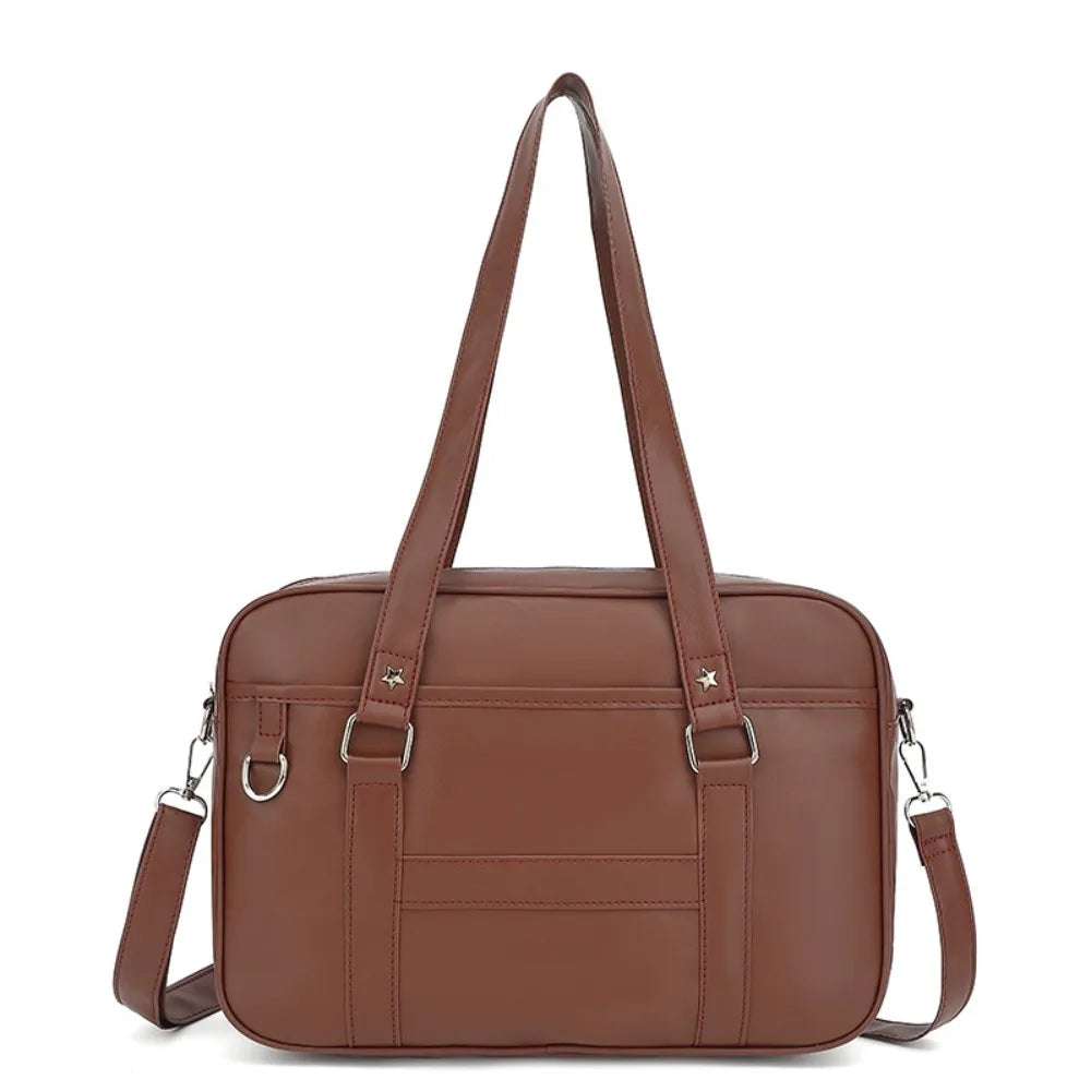 Japanese Style JK Handbag Shoulder Bag PU Leather Simple Handbags Crossbody Bag Itabag Single Bag for Women Student Shoulder Bag