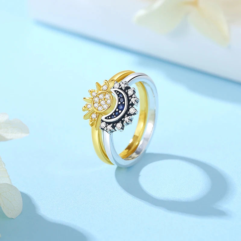 925 Sterling Silver Crown Heart Crystal Ring for Women