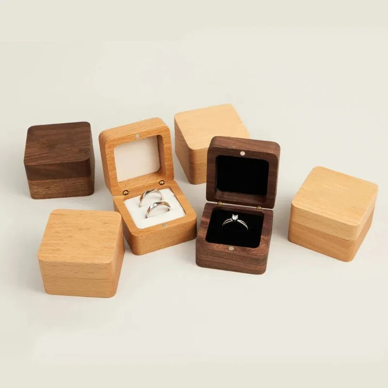 Blank Wood Jewelry Box Wedding Ring Box Earring Rings Jewelry Organizer Luxury Jewelry Anniversary Gift Bracelet Package Case