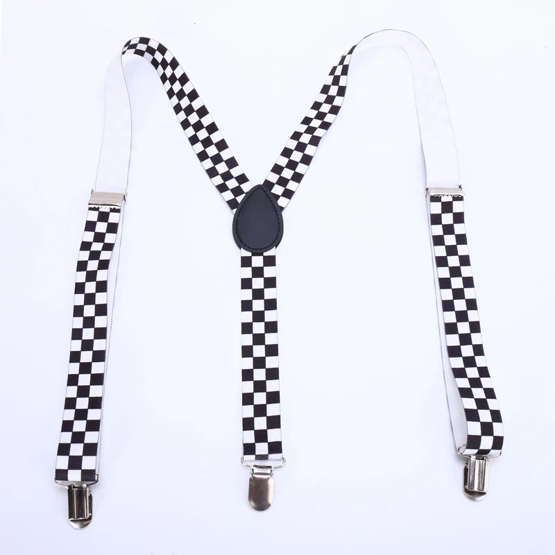 Women Men's Shirt Suspenders for Trousers 9 Fashion "Rainbow Check Plaid" Mix Pants Holder Braces Wedding Shoulder Straps Belts