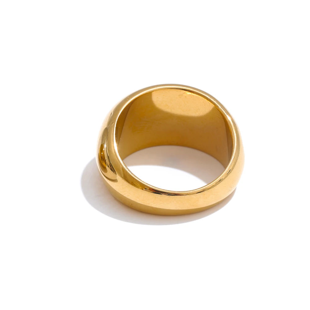 Yhpup 6789# High Quality Textured Minimalist Stainless Steel Glossy Smooth Metal Chunky Ring 18K PVD Plated Classic Jewelry Gift