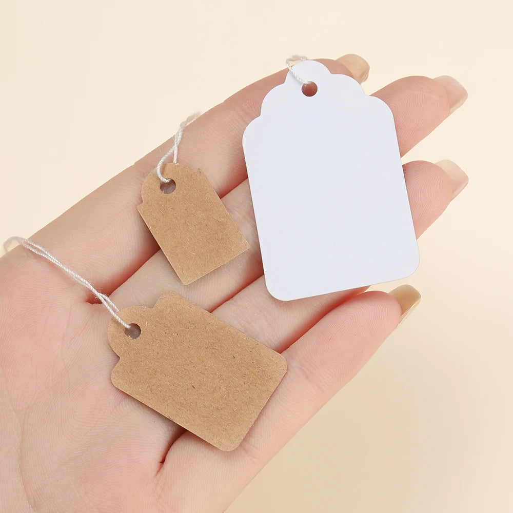 100pcs/lot  Price Label Tags String Tie Watch Jewelry Display Merchandise Price Label Paper Cards Rectangular Blank Price Tag