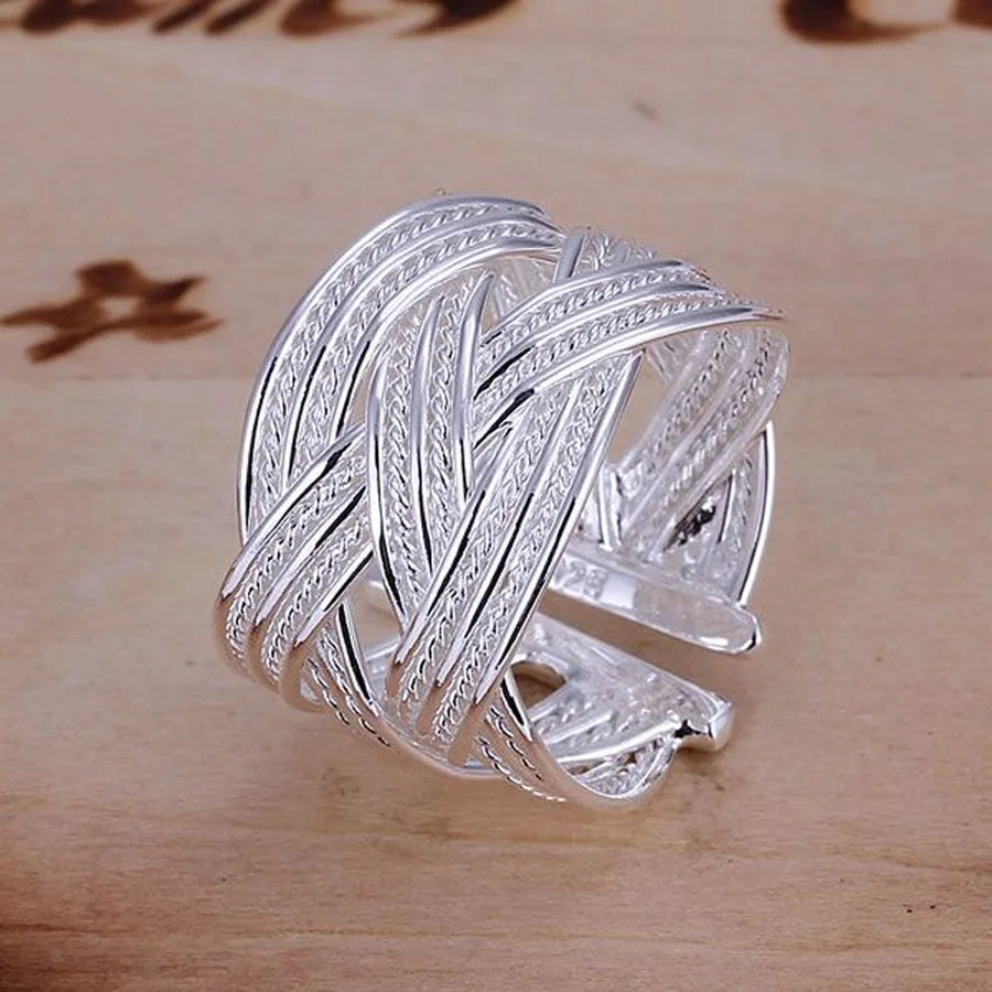 Wholesale jewelry 925 Sterling silver open ring engagement wedding Bridal fashion  adjust size