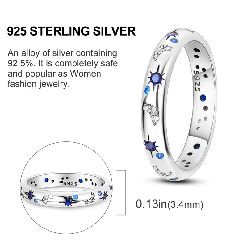Original Design 925 Sterling Silver Blue Zircon for Ring Fit Women Wedding Engagement Silver Gift