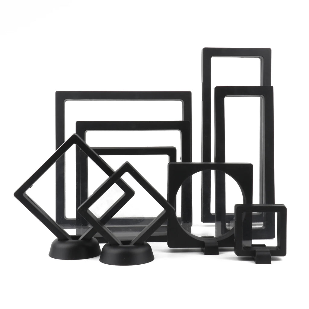 Black 3D Free Stand Suspension Floating Case Frame Membrane Display For Jewelry Storage Ring Earrings Necklace Accessories Box