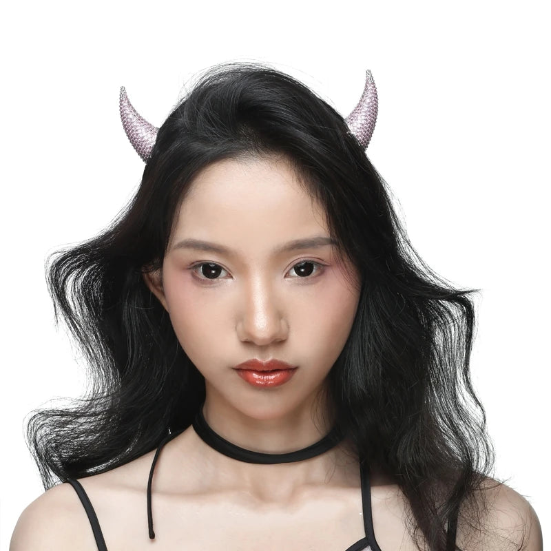 Punk HipHop Demon's Horn Metal Headband Hairpins Lucifer Anime Design For Women Men Girls Jewelry Accessories