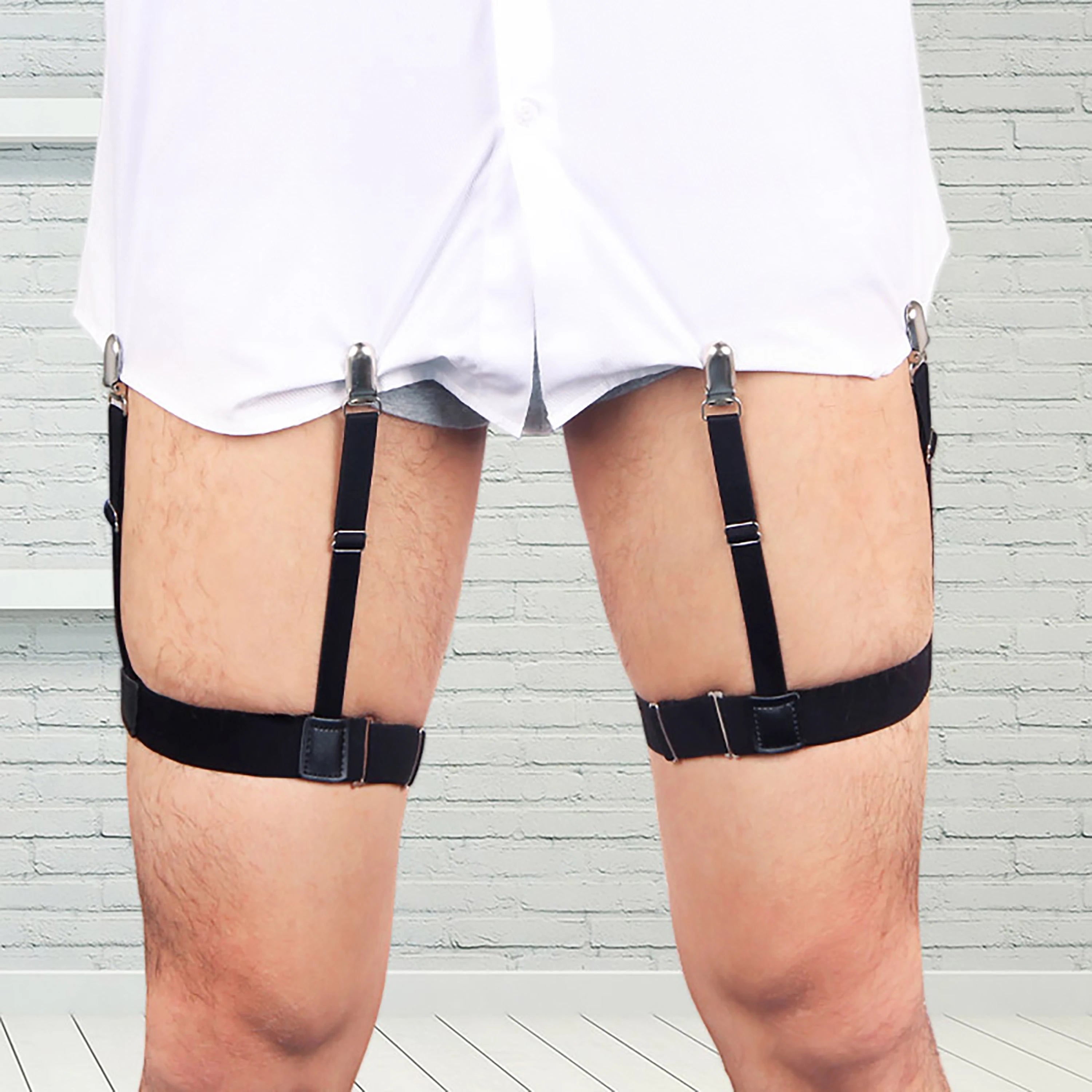 1Pair Classic Men Shirt Stays Belt With Non-slip Locking Clips Fit Business Office Suspender Garter Belt Utility Shirt Accessory