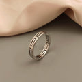 Creative - Greek key pattern stainless steel finger ring, high quality waterproof jewelry, gift for friends