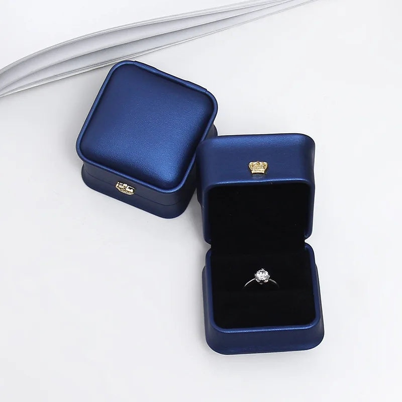 Ring Box Couple Proposal Ring Boxes PU Leather Jewelry Gift Case Ring Earrings Jewelry Display for Wedding Engagement