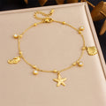 DIEYURO 316L Stainless Steel Classical Elements Starfish Seahorse Shell Pendant Anklets Women Fashion And Leisure Foot Chain