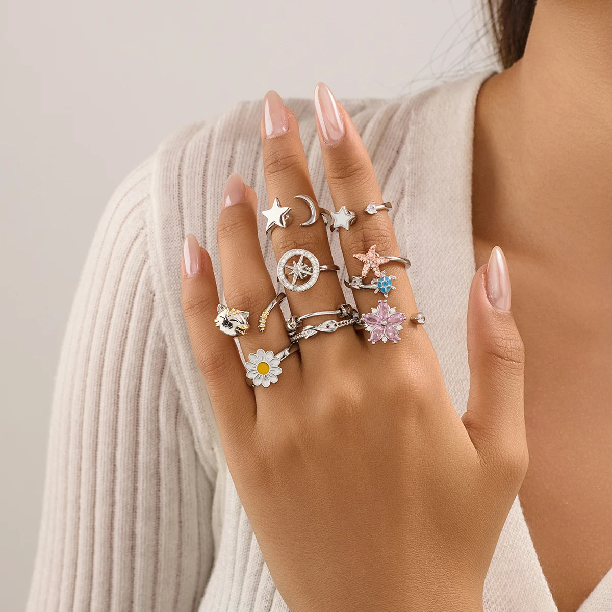 2025 New Rotating Anxiety Knuckle Ring For Women Adjustable And Stackable Open Couple Rings Party Jewelry Gifts Anillo