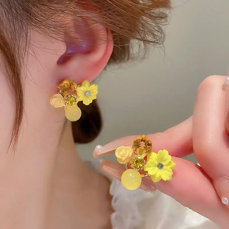 Green Crystal Butterfly Earrings