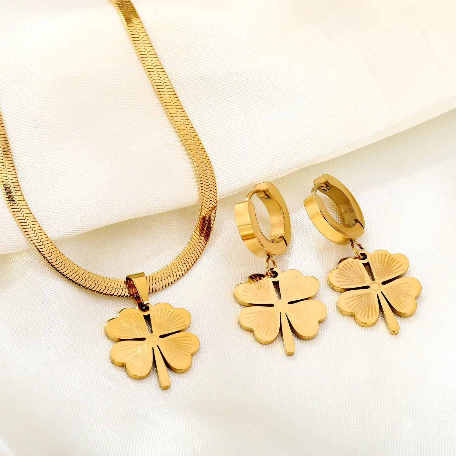 LUXUKISSKIDS Fashion Cubic Love Heart Minimalist Jewelry Set Necklace Earrings Bracelets Stainless Steel Women Party Accessories